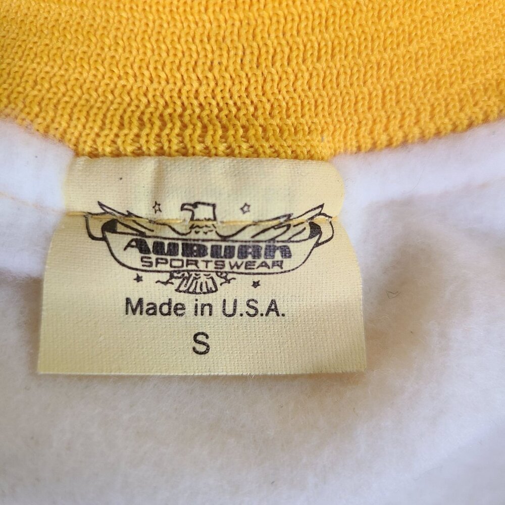 Vtg Auburn Sportswear Yellow Nylon Bomber 80s Snap-Front Jacket S Made In USA - Picture 4 of 11